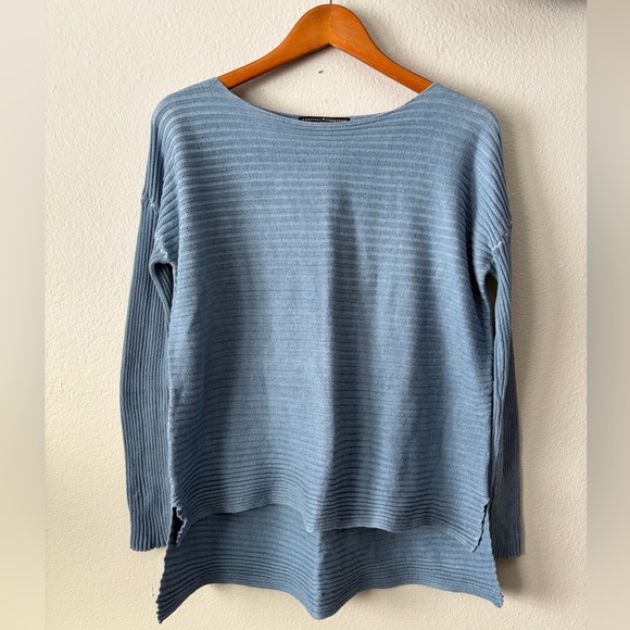 Peruvian Connection Sweaters - Peruvian Connection 100% Cotton Light Blue Ribbed Knit Sweater Top Women’s Large
